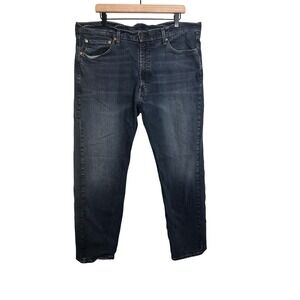 Levi's 505 Regular Fit Straight Leg Jeans Mens 40x32 Dark Wash Blank Tab Stretch